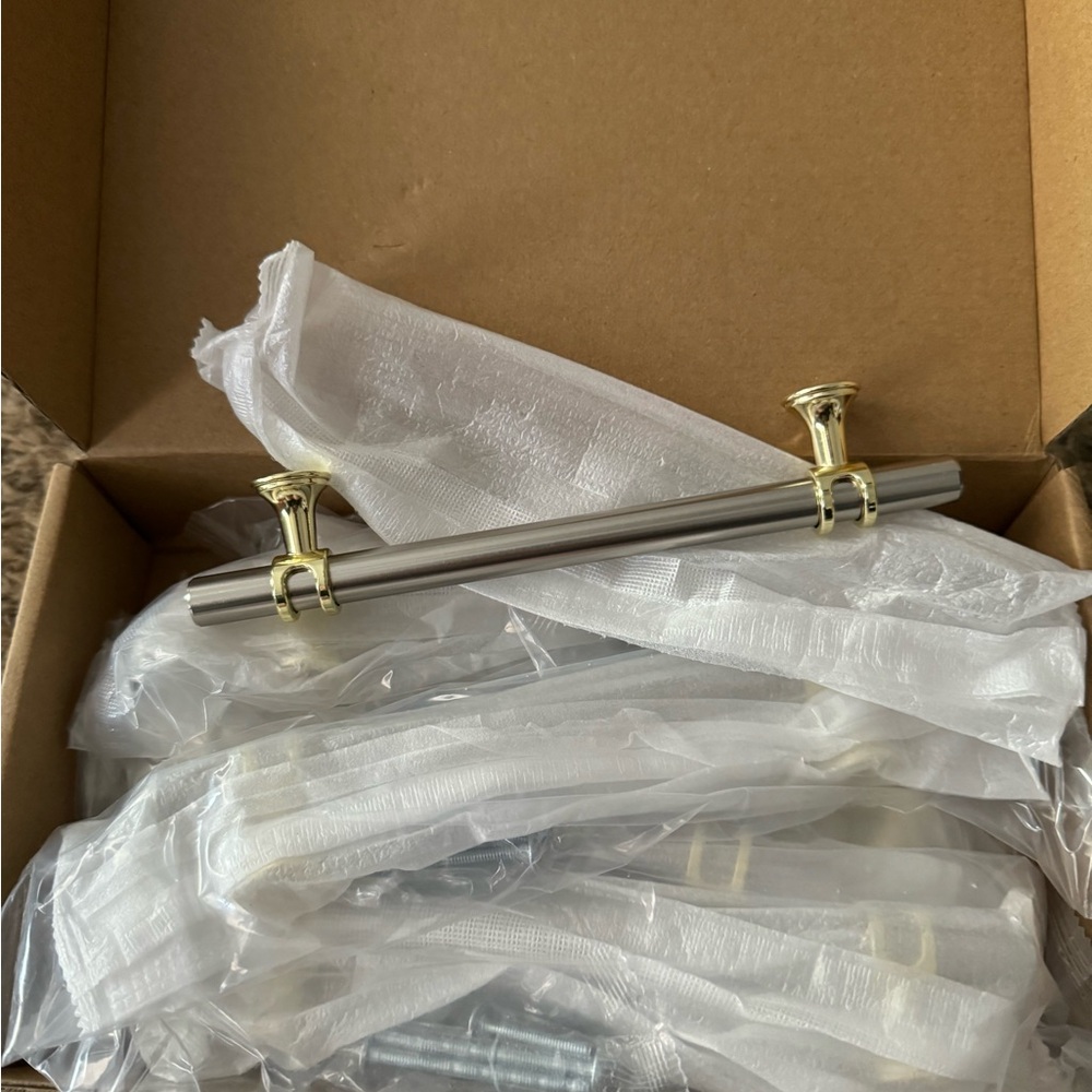 Brushed Nickel and Brass Drawer Pulls